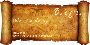 Böjte Éva névjegykártya